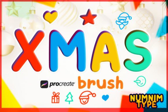 Procreate Xmas Brush Stamps: A-Z for Kids